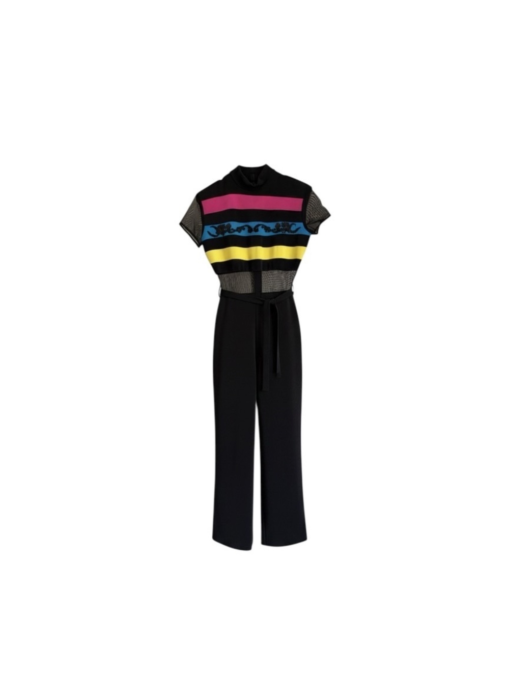 Vintage Cache Colorblock Mesh Wide-Leg Jumpsuit